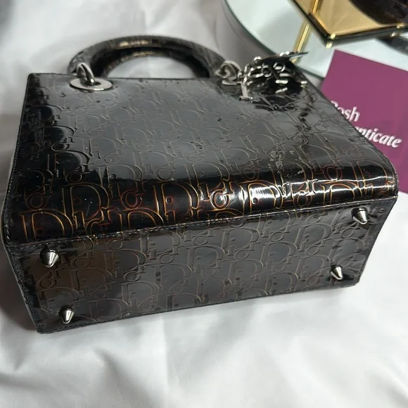 Christian Dior Hand Bag Brown Enamel - Picture 16 of 17